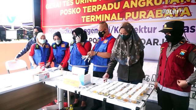 Arus Balik Lebaran, Polresta Sidoarjo Gelar Tes Urine Kepada Para Sopir Bus di Terminal Purabaya