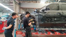 Mercedes-Benz GLE accident repair on Celette bench with Universal Fixture system Cameleon