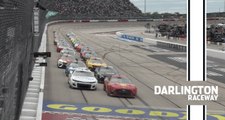 Joey Logano leads the field to green at Darlington