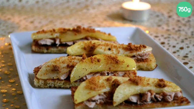 Toasts de pain perdu au foie gras, pomme et spéculoos