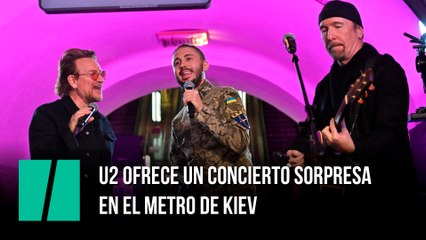 El cantante y el guitarrista de U2 ofrecen un concierto sorpresa en el metro de Kiev