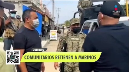 Policías comunitarios retienen a marinos en Marquelia, Guerrero
