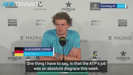 ATP are an 'absolute disgrace' - Zverev