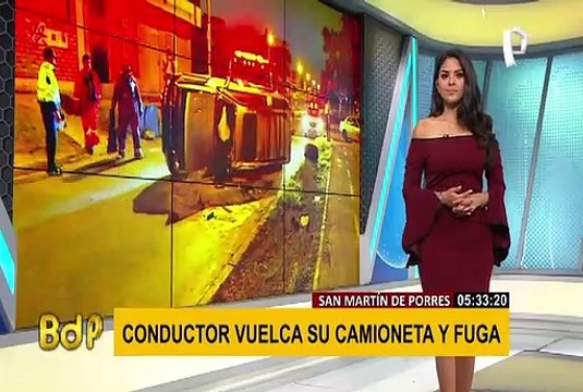 Violento choque en SMP: conductor se da a la fuga tras volcadura de su camioneta