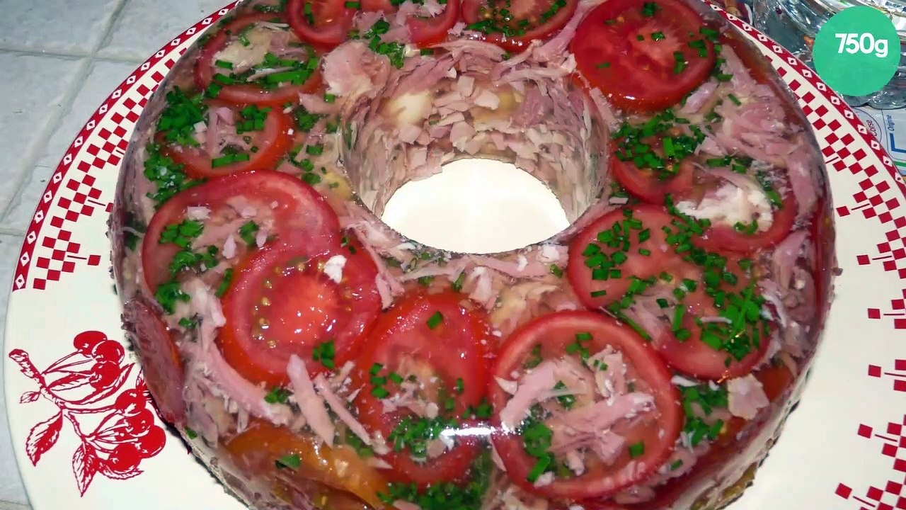 Gâteau d'œufs en gelée au jambon