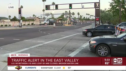 US 60 closed in Tempe for water main break