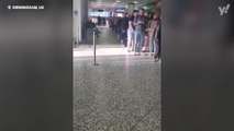 Airline passengers forced to wait outside airport for hours