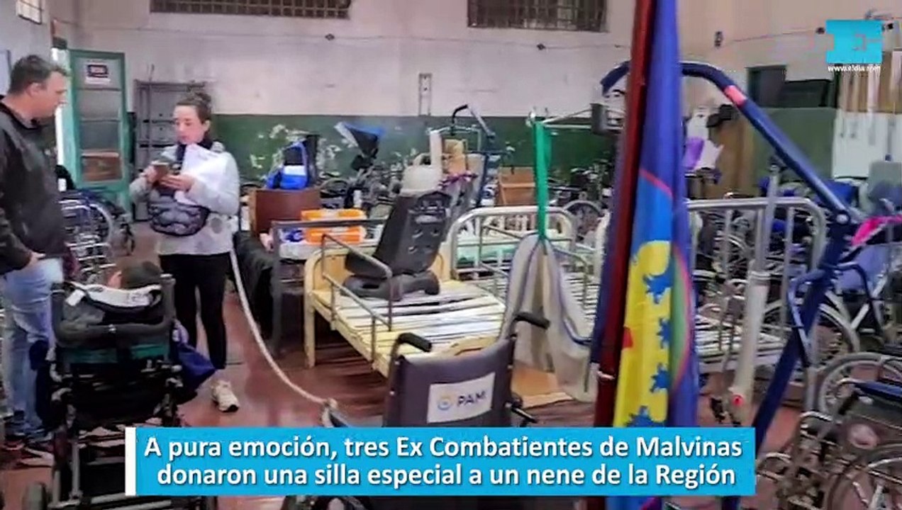 A pura emoción, tres Ex Combatientes de Malvinas donaron una silla especial a un nene de la Región