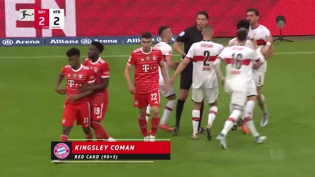 Coman sees red as Bayern allow Stuttgart survival lifeline