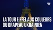 La tour Eiffel illuminée aux couleurs du drapeau ukrainien à l'occasion de la Journée de l’Europe