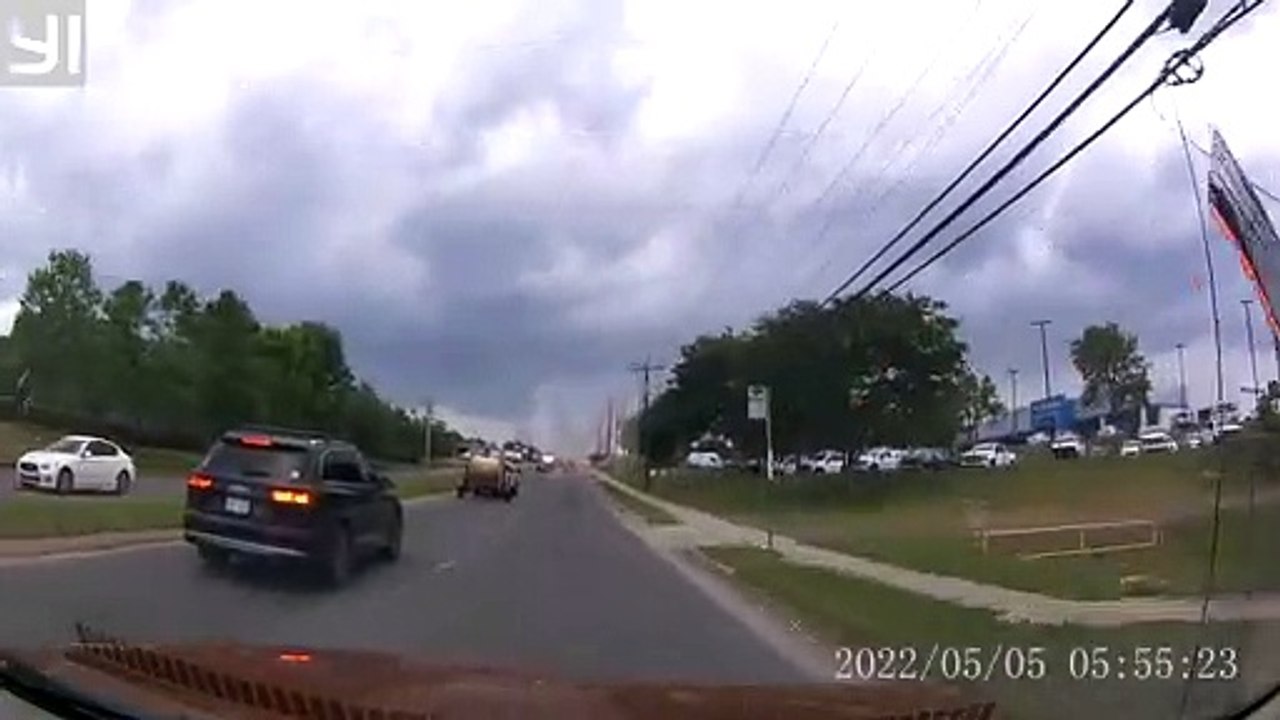 Truck Loses Spool and It Rolls Into Traffic
