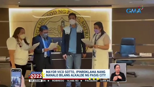 Mayor Vico Sotto, iprinoklama nang nanalo bilang alkalde ng Pasig City | Eleksyon 2022