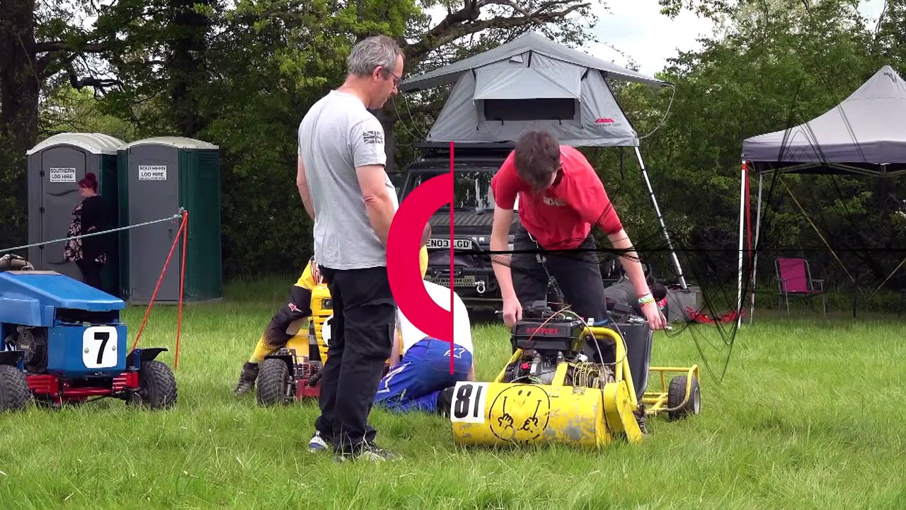 Formel Rasenmäher: Flitzende Gartengeräte in England