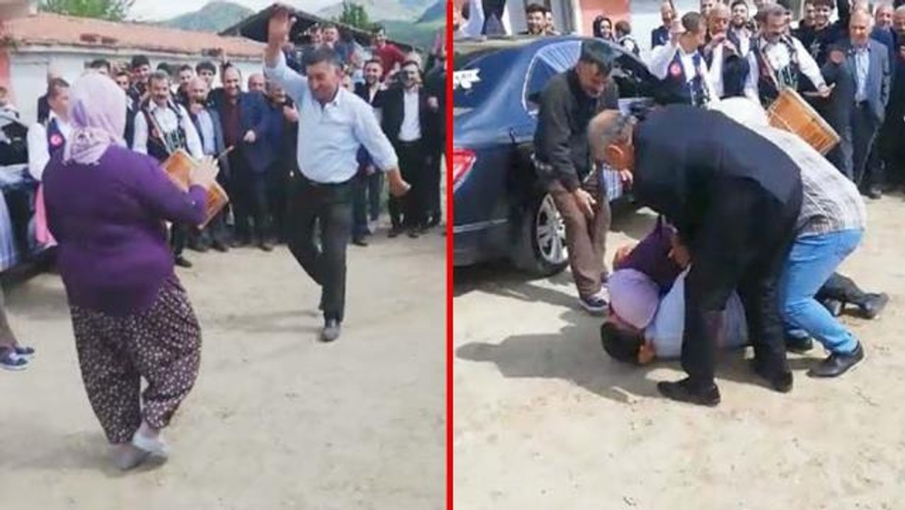 Düğünde damadın anne ve babası güreş tuttu! O anlar kamerada