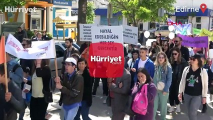 Keşan'da engelliler için düzenlenen programda 'merdiven' engeli