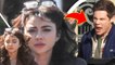 Sarah Hyland looked somber when she reunited with her ex Adam DeVine on the set of a new series