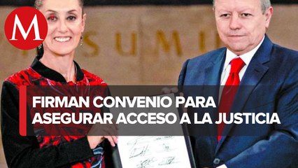Sheinbaum y Arturo Zaldívar firman convenio sobre defensoría pública federal