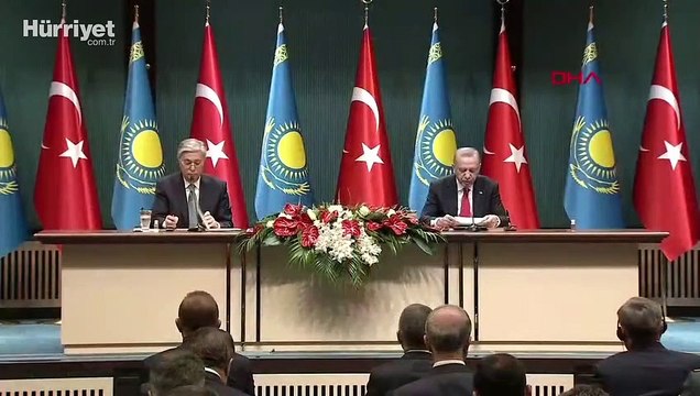 Cumhurbaşkanı Erdoğan, Kazakistan Cumhurbaşkanı Kasım Cömert Tokayev ile basın toplantısına katıldı