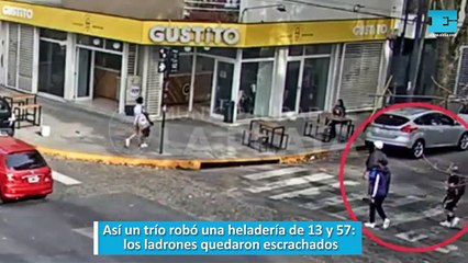 Así un trío robó una heladería de 13 y 57, los ladrones quedaron escrachados