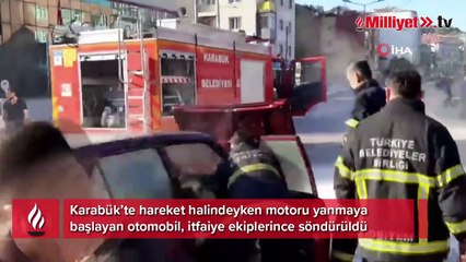 Seyir halindeki otomobil alev aldı