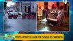 Aparatoso accidente en el Cercado de Lima: auto termina volcado tras chocar contra poste