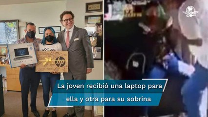 Dan laptop nueva a chica que suplicó por su tarea durante asalto en Ecatepec