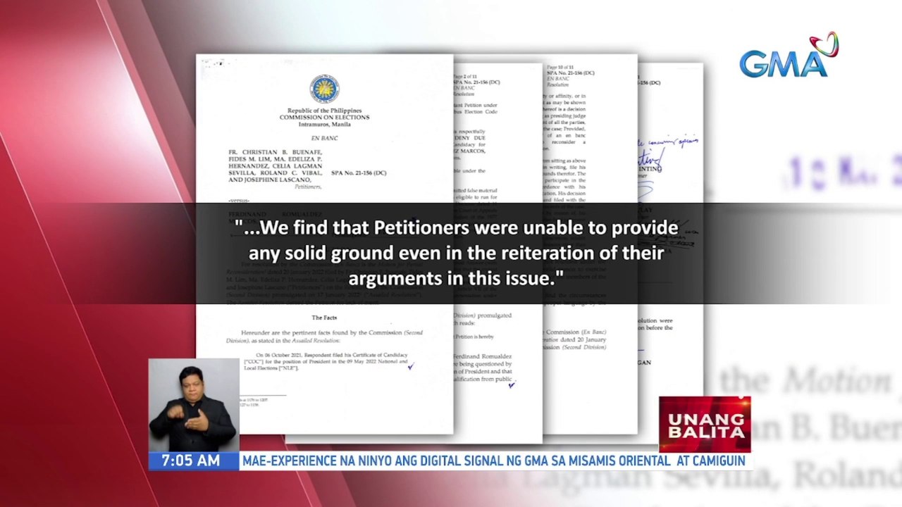 Comelec En Banc, binasura ang 3 motion for reconsideration kaugnay sa mga DQ case vs. BBM | UB