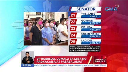 VP Robredo, dumalo sa misa ng pagkakaisa at pasasalamat sa Naga City | UB