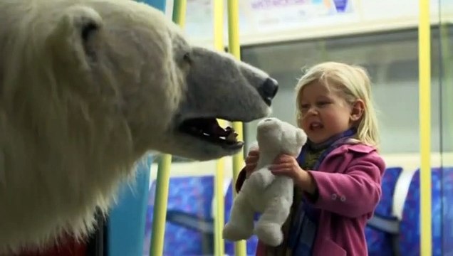 A Polar Bear walks through Central London in UK