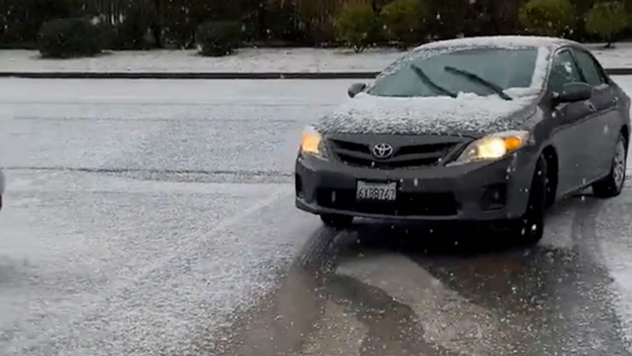 Hail pelts the Sacramento Valley