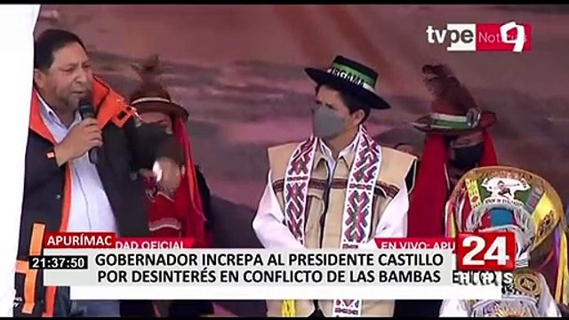 Pedro Castillo: Gobernador de Apurímac le reclamó a por ausencia de Torres en diálogo en Las Bambas