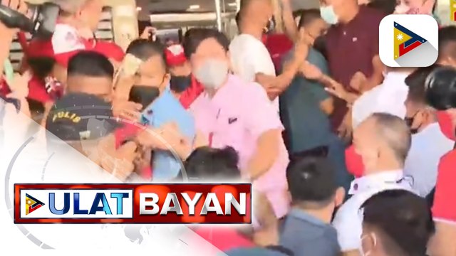 Marcos Jr., sinalubong ng mga tagasuporta sa kanyang HQ sa Mandaluyong