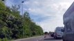 Traffic build up along the A2070 Bad Munstereifel Road in Ashford as work to remove the Orbital Park roundabout begins