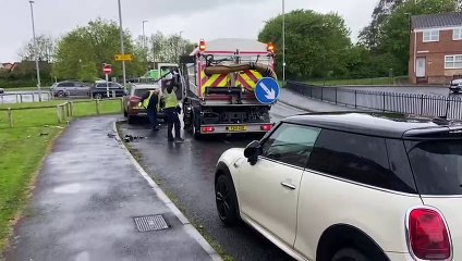 Aftermath of four-car collision in Throston