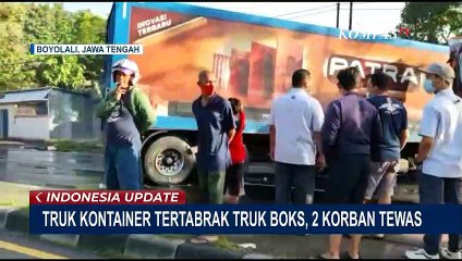 Download Video: Kecelakaan Maut! Truk Kontainer Tertabrak Truk Boks, Dua Korban Tewas