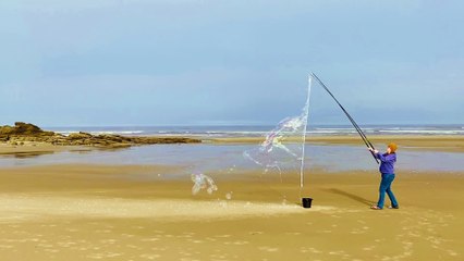 Giant Bubble Dragon Made on Beach