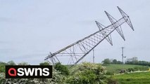 Pylons pulled down to make way for electric T-pylons set to provide low carbon energy
