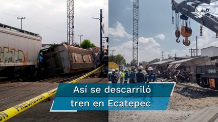 Se descarrila tren que transportaba semillas y químicos en Xalostoc, Ecatepec