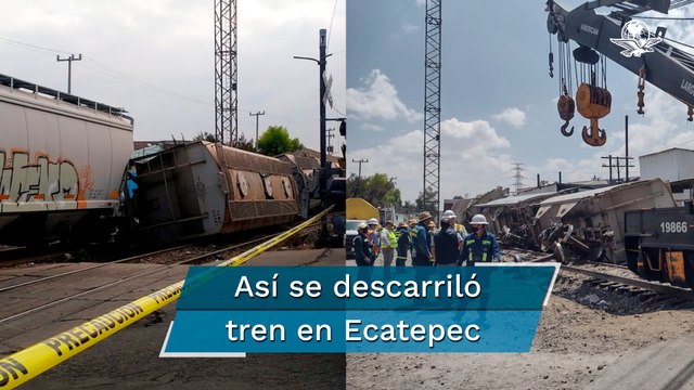 Se descarrila tren que transportaba semillas y químicos en Xalostoc, Ecatepec