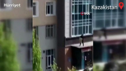 Sekizinci katta asılı kalan 3 yaşındaki çocuk son anda kurtarıldı