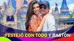 Marc Anthony, con todo y bastón, celebra en Disneylandia el cumpleaños de su novia, Nadia Ferreira