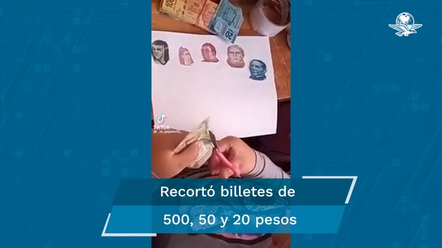 Niña recorta billetes para ilustrar su tarea y vuelve viral en TikTok