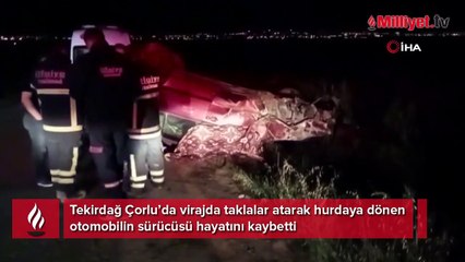 Taklalar atan otomobil hurdaya döndü: 1 ölü