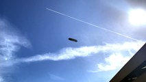 Goodyear blimp flying over the Medway City Estate