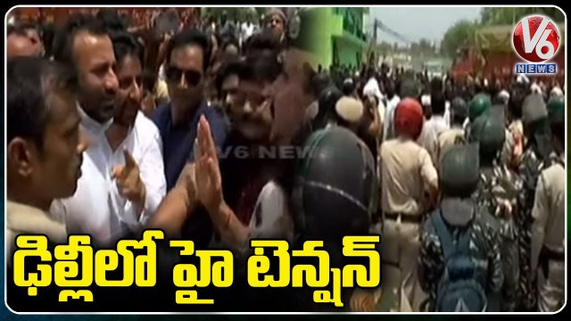 AAP MLA Amanatullah Khan Joins Protest to Stop Anti-Encroachment Drive in Shaheen Bagh _ V6 News