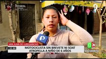 Sin licencia de conducir: Motociclista extranjero atropelló a menor de 6 años en SJL