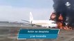 Avión se sale de la pista en aeropuerto en China y se incendia