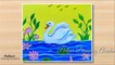 How to draw swan drawing __ Easy and beautiful swan painting __ Poster color drawing