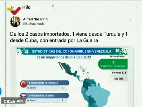 COVID-19 | Venezuela registró 29 casos comunitarios, 2 importados y 516.170 pacientes recuperados