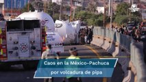 Así fue el momento de la volcadura de una pipa de gas LP en la México-Pachuca
